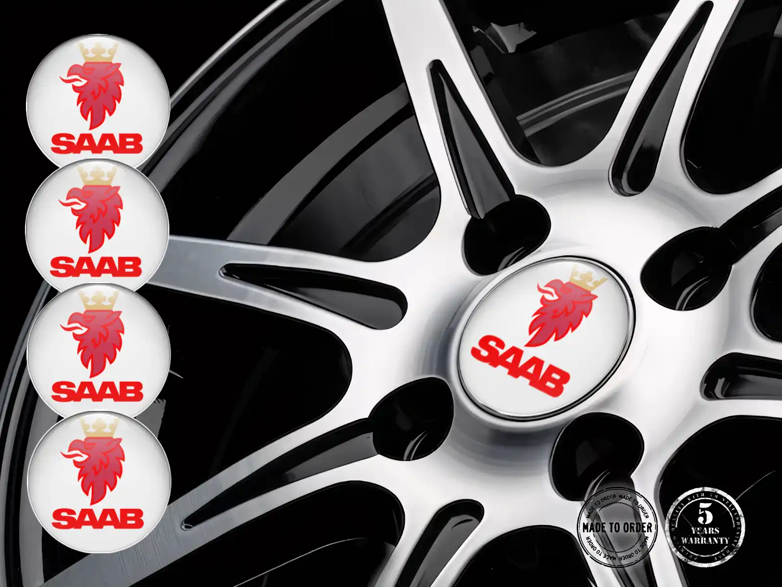 Saab Felgenplaketten Logo Premium Silikon-Labels